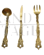 Set of large decorative brass cutlery, Italy 1950s