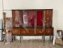 Large vintage sideboard display cabinet in mahogany with inlays
