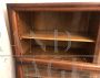 Large walnut bookcase with silk-screened glass doors, Italy 1950s