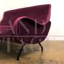 Italian lady style velvet purple sofa, 1960s