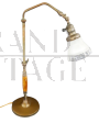 1930s directional lamp in brass, wood and glass