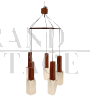 Guzzini design chandelier in rosewood with 5 lights, Italy 1960s