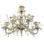 Rezzonico style boat chandelier in golden crystal Murano glass