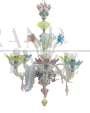 Chandelier attr. Cesare Toso in colored Murano glass with 6 lights