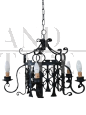 Antique style wrought iron chandelier with 5 lights
