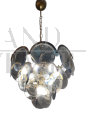 60s Vistosi Murano chandelier in smoked glass and brass