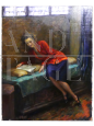 Reading - Painting by Angelo Cantù with female subject                     
                            