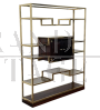 Design bookcase in brass and makassar with central display case