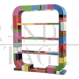 Art Deco style open bookcase in multicolored Murano glass