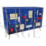 Dresser with four drawers in blue Murano glass