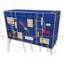 Dresser with four drawers in blue Murano glass