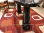 Table designed by Angelo Mangiarotti in black Marquina marble with oval top