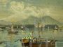 Luigi Basile - painting with Marina, Posillipo school, oil on panel