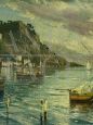 Marina di Napoli painting by Luigi Basile, Posillipo school, oil on panel