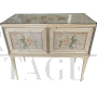 Vintage bar cabinet by Umberto Mascagni in parchment painted with floral motifs              
                            