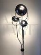 Reggiani design chromed steel floor lamp with three lights, 1960s