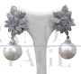 White gold flower earrings with Australian pearls and diamonds