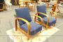 Pair of reclining blue Art Deco armchairs