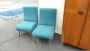 1950s armchairs in light blue Bouclé wool
