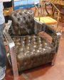 Pair of aviator model armchairs in leather and steel