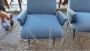 Pair of 60s armchairs in light blue cotton