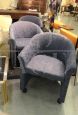 Set of 6 blue armchairs with wheels, 1980s