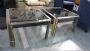 Coffee table in brass and steel with smoked glass, 1960s