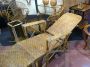 Vintage adjustable chaise longue sunbed in bamboo and rattan