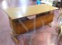 Vintage teak wood desk with iron footrest