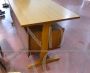 Vintage teak wood desk with iron footrest
