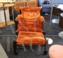 Samurai armchair and ottoman by Frigerio in orange alcantara    
                            
                            