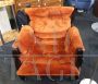 Samurai armchair and ottoman by Frigerio in orange alcantara