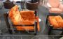 Samurai armchair and pouf by Frigerio in orange alcantara                        
                            