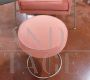 Vintage armchair in iron and pink velvet with ottoman