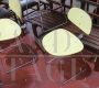 Set of 4 design chairs by Georges Coslin in metal and yellow formica