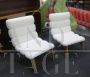 Pair of Scandinavian armchairs in white bouclé wool                 
                            