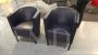 Pair of Novecento armchairs by Citterio for Moroso in blue leather                            
