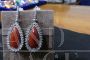 Drop earrings in white gold with diamonds and AKA red corals