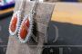 Drop earrings in white gold with diamonds and AKA red corals