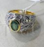 80s ring in gold with diamonds and emerald