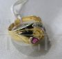 80s ring in gold with diamonds and ruby