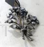 Antique brooch with a bouquet of flowers in gold and silver with diamonds and sapphire