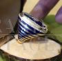 18th century style ring in gold, diamonds and blue enamel