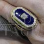 18th century style ring in gold, diamonds and blue enamel
