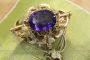 Antique Bourbon gold brooch with amethysts