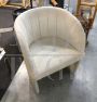 Set of 4 vintage armchairs in ivory-coloured alcantara and skai, 1980s