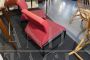 Pair of vintage Della Chiara design chairs in red alcantara