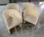 Set of 4 vintage armchairs in ivory-coloured alcantara and skai, 1980s      