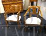 Pair of antique Lombard armchairs with brass inlays
