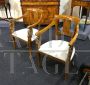 Pair of antique Lombard armchairs with brass inlays